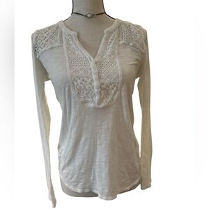 Lucky Brand White Lace Accent Blouse